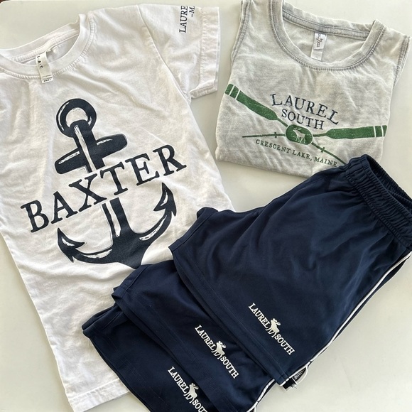 Laurel South Maine Camp Graphic Logo Girls Tees & Shorts 5 pc Lot, Size: M